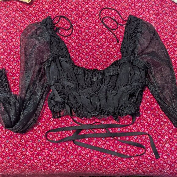 NWT For Love & Lemons Gabrielle Crop Top Whimsigoth Organza Fairy Gothicumbia - Picture 4 of 9